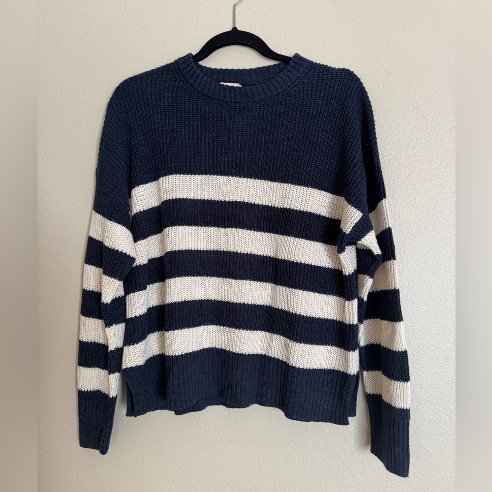 NWT -Faherty Miramar Linen/Cotton Navy Crewneck Sweater - Women's